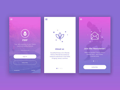 WIP Health and Fitness app app fitness gradient health icons mobile pink purple science ui ux