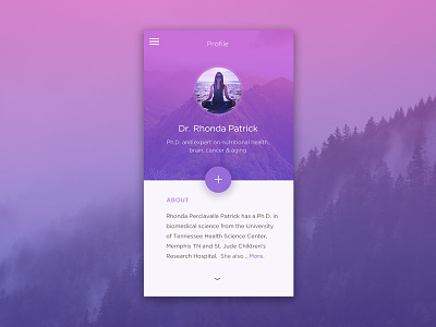 Health & Fitness App profile app fitness gradient health icons mobile pink purple science ui ux