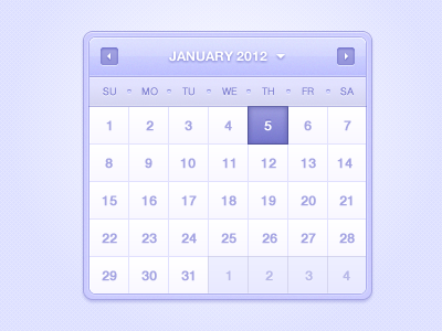 Calendar calendar colors contrast date date picker purple smooth soft white
