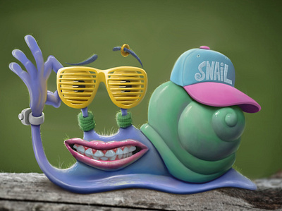 Snail animals animation cartoon character characterdesign illustration procreate snail swag