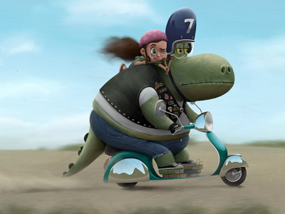 Dino racer and his little companion