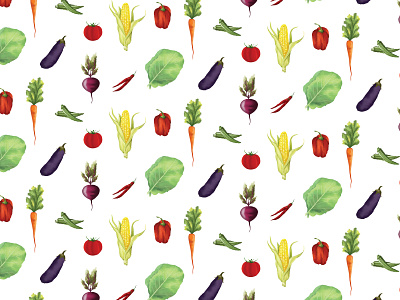 Illustrated Vegetables beet branding carrot chili corn eggplant illustration ipad okra pepper procreate radish tomato vegetables watercolor