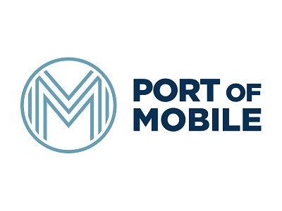 Port Of Mobile Logo blue branding identity logo m mobile navy port shipping
