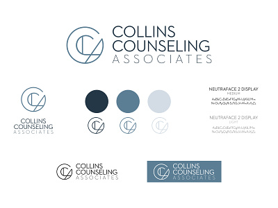 Collins Counseling blue branding brandmark calm counseling icon logo monogram therapy