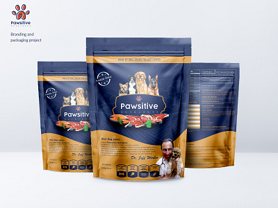 Pawsitive dog food bag branding design dog food mockup package packaging pets photoshop pouch