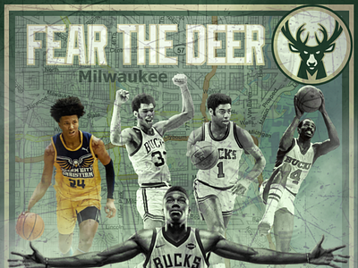 "Fear the Deer" (Marjon Beauchamp) app basketball bucks canva design graphic design illustration milwaukee nba