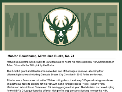 AZCentral (MarJon Beauchamp) app basketball bucks canva design graphic design illustration milwaukee nba