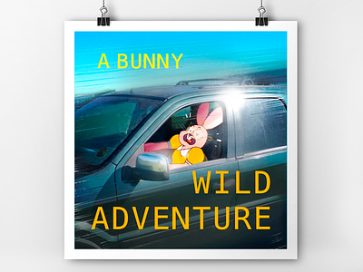 A bunny wild adventure bunny car cartoon cartoon character digital paint digital painting illustration photorealism photorealistic
