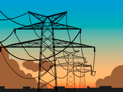 Overhead power line - sunrise electrical energy illustration overhead power line photoshop pole sunrise tower