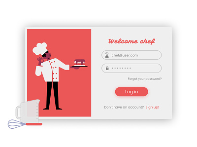 Log in page - Welcome Chef daily ui 001 dailyui food illustration login design login form login page login screen ui