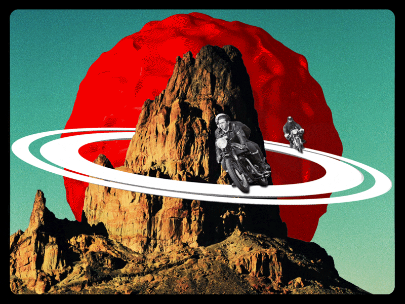 Round The Bend animation collage gif loop motion retro scifi vintage