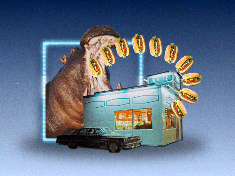 Hungry As A Hippo animation design gif motion retro surreal
