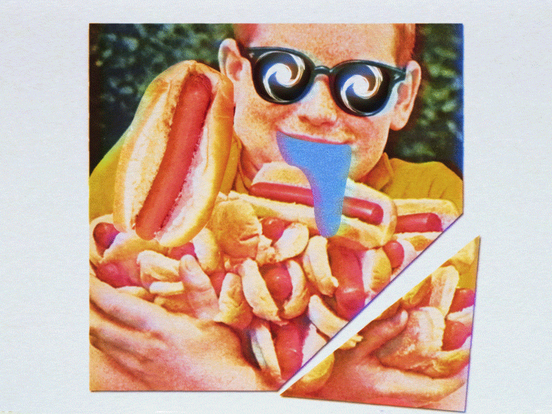 Sausage Fest animation collage gif hot dogs motion design retro surrealism