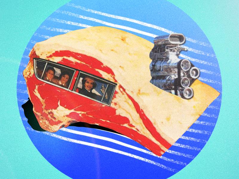 MUSCLE_CAR.gif animation collage design gif motion muscle car pop art surrealism