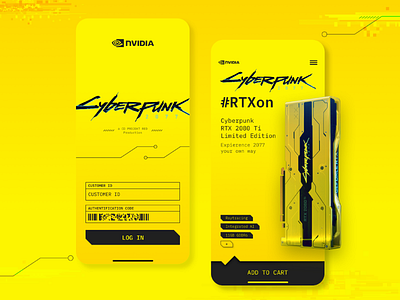 Cyberpunk Nvidia GPU limited edition e-commerce app cart e commerce mobile ui ux