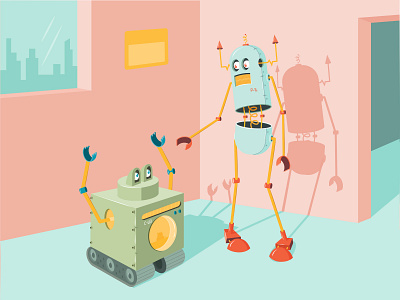 Robots Revisited cartoon clean color hamster illustrator robot