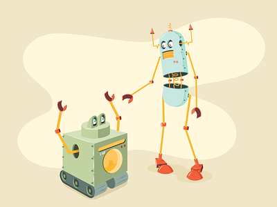 Robot Disagreement automaton cartoon color disagreement machine metal robot silly