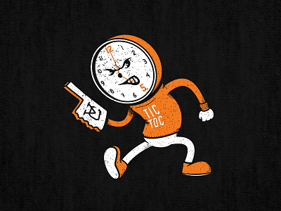 Dastardly Deadline cartoon clock college design mascot oklahoma vintage