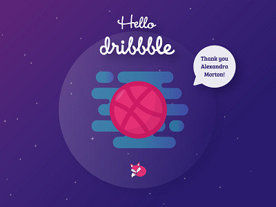 Ribbble ball design dribbble fox graphic hello space thanks