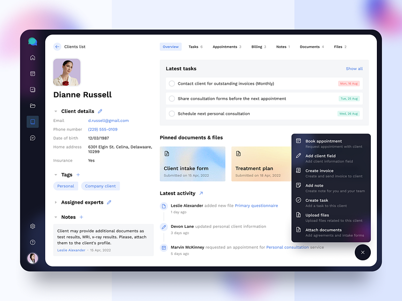 CRM - Client Profile Page by Valerya Nasikan for UGEM on Dribbble
