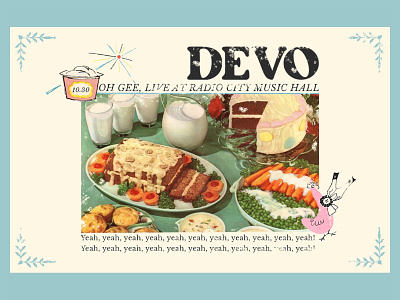 Devo 50s 50s inspired art direction collage cookbook design devo digital design graphic design poster design retro cookbook show poster typography vintage cookbook