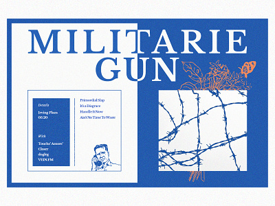 Militarie Gun blue blue and white collage grain graphic design poster design show poster texture typography