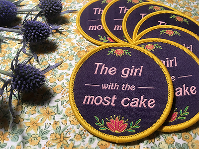 The Girl With The Most Cake band patch embroidery patch flower patch flowers hole patch patch design the girl with the most cake woven patch