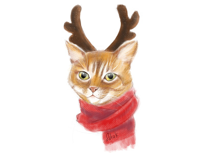 Christmas cat animal art cat digital illustration dog graphic design illustration painting pet portrait