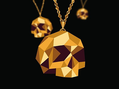 Gold Skull abstract black bling chain depth gold illustration illustrator jewelry polygon skull vector