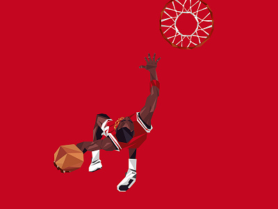 MJ ball basketball bulls illustration jordan mj nba player polygon red sneakers sport