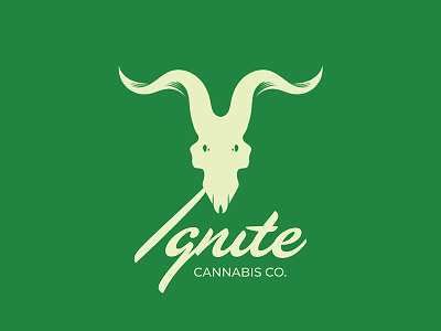 Ignite Cannabis Co. cannabis goat green illustration logo marijuana skull smoke type typography vector weed