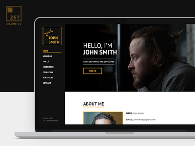 ZET - One Page Resume/Personal Portfolio clean creative html modern one page template personal portfolio portfolio onepage responsive svg themeforest wordpress