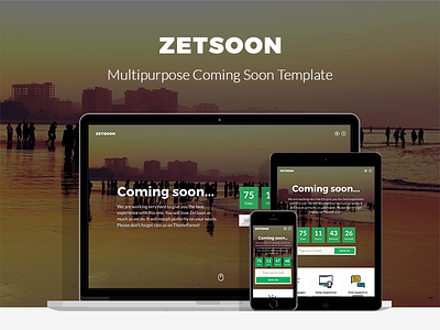 ZetSoon - Multipurpose Coming Soon Template coming soon countdown creative flat minimal multipurpose coming soon page template themeforest