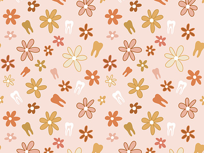 Retro Dental Floral - Pink dental dental background dental pattern dental print dental wallpaper dentist retro floral retro flowers retro pattern retro print seamless file