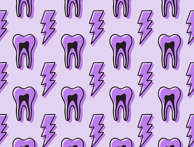 Electric Teeth - double purple dental dental background dental pattern dental print dental wallpaper dentist lightening bolt seamless file