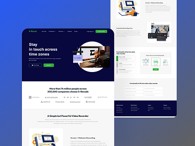 Saas screen recording landing page design figma landing page saas typography ui ux uxui