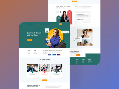 E-Learning landing page design e learning graphic design homepage landing typography ui ux uxui