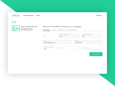 Variation of the onboarding process.