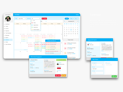 Calendar business management calendar customer business invoicing management tool saas ui