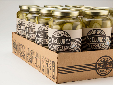 McClure's Pickles Tray branding graphic design packaging design typography