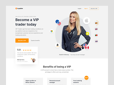 Landing page for VIP clients cta desktop girl landing lp orange trading ui vip web