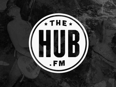 TheHub.fm Logo black white circle logo music