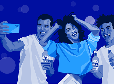 Beer Illustrations beer blue club pilsner design flat happening happy illustration selfie vector