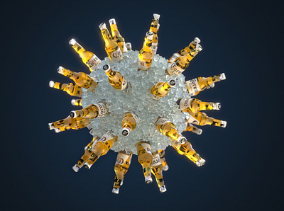 A microscopic image of the corona virus. 3d beer c4d cinema 4d covid 19 octane product realistic render