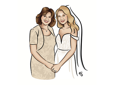 Mother and the Bride art design drawing illustration portrait wedding