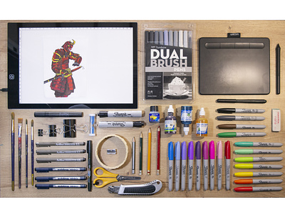 Knolling of my Workspace graphic design photography product product photography