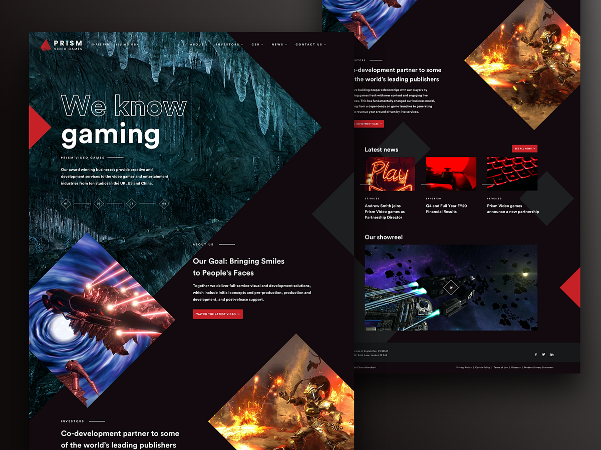 Prism video games concept homepage by Chiara Marchiori on Dribbble