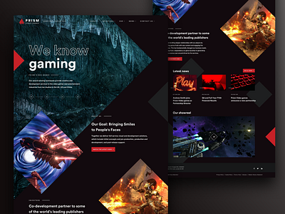 Prism video games concept homepage