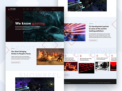 Prism video games concept homepage desktop design gaming homepage interface landing responsive showreel ui uiux videogames web webdesign