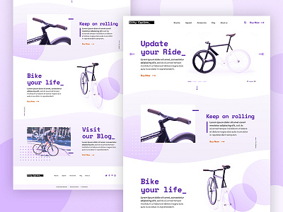 Bike shop landing UI bicycle bike bikes circles curves design desktop ecommerce eshop gradients hipster homepage interface landing page pastel color typogaphy ui webdesign